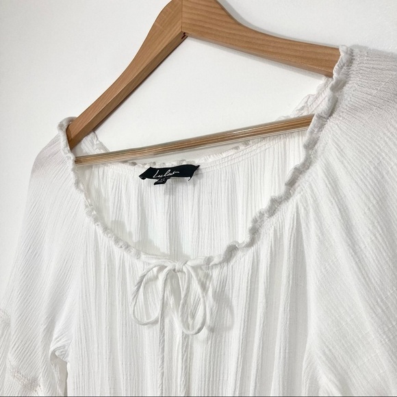 Lulus Boho Tassel Tie Front Peasant Blouse Size XS - Picture 4 of 16